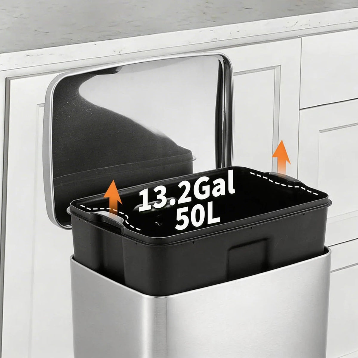 HiMISS Fingerprint Proof Pedal Trash Bin Stainless Steel