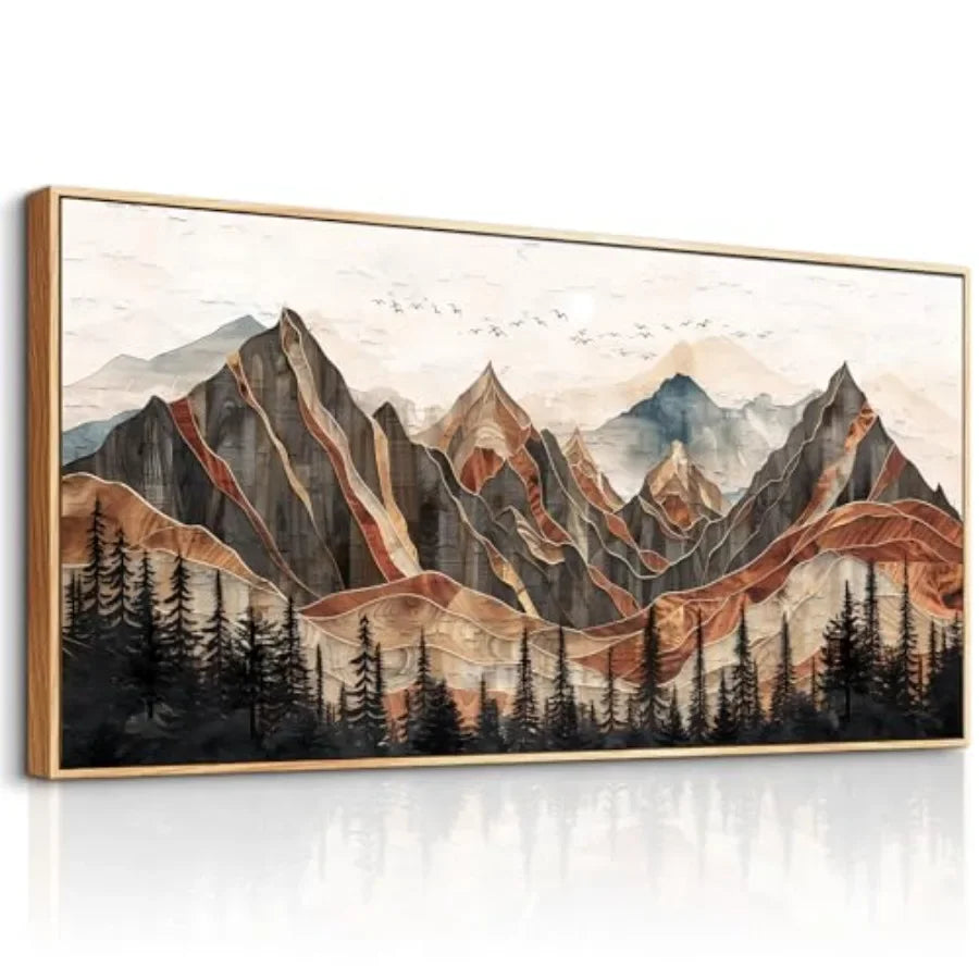 Living Room Mountain Landscape Poster Canvas Wall Art Abstract Forest