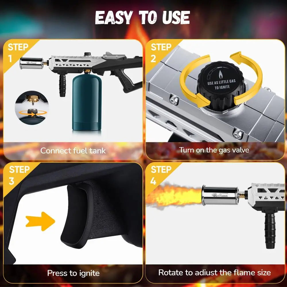 Propane Torch Gun Adjustable Flamethrower For BBQ Camping Charcoal Lighter