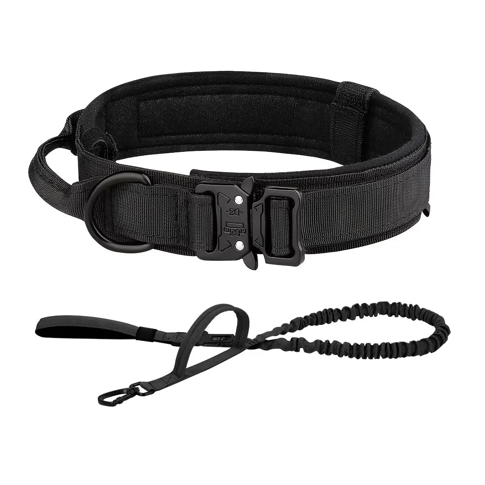 Padded Nylon Tactical Dog Collar Leash Set With Quick Release