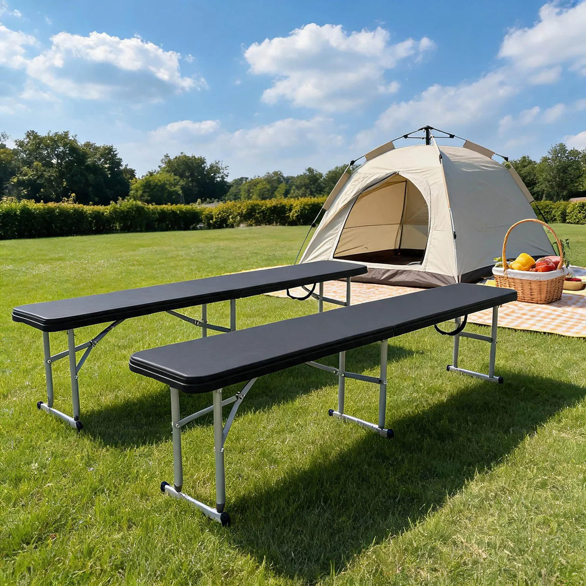 HiMISS Heavy Duty Folding Outdoor Bench With Durable HDPE Top