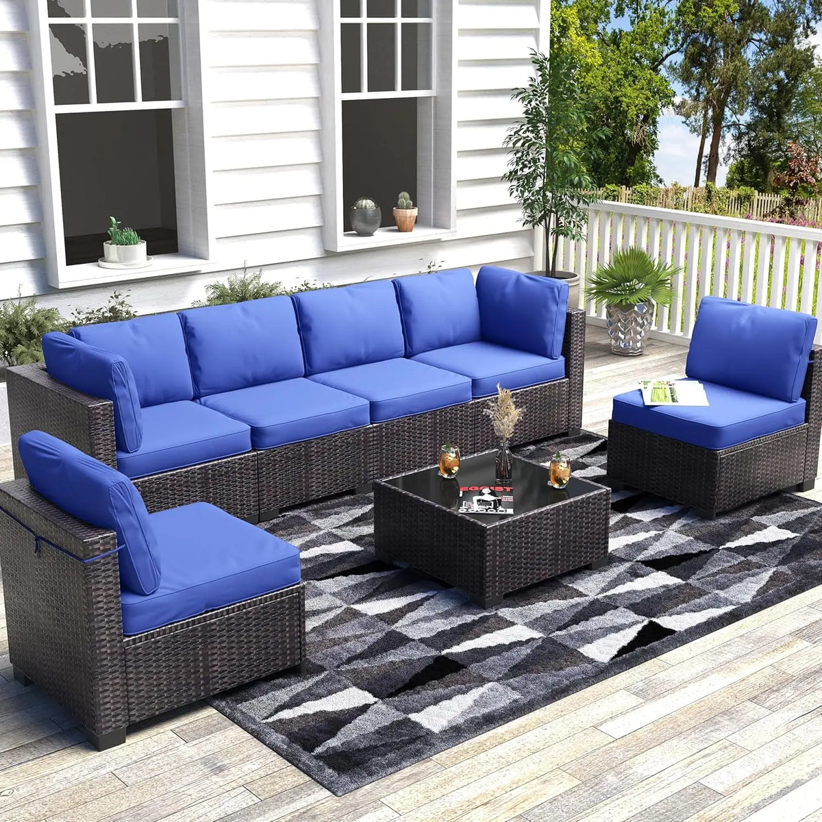 HiMISS Modular PE Rattan Outdoor Sectional Conversation Sofa Set
