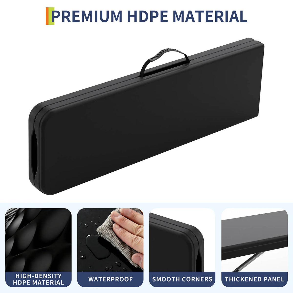 HiMISS Heavy Duty Folding Outdoor Bench With Durable HDPE Top