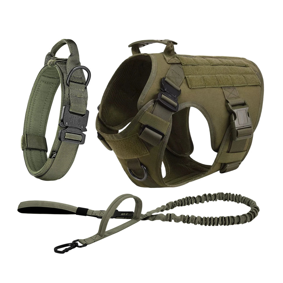 Tactical Nylon Dog Harness With Molle Pockets And Quick Release