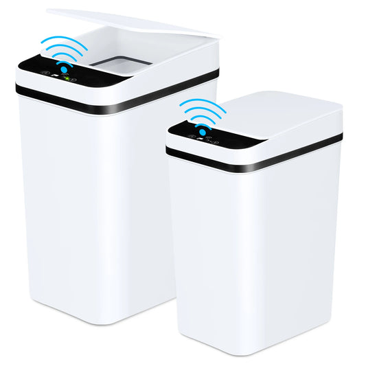 Dual Pack Touchless Motion Sensor Trash Can With Lid For Bathroom Kitchen