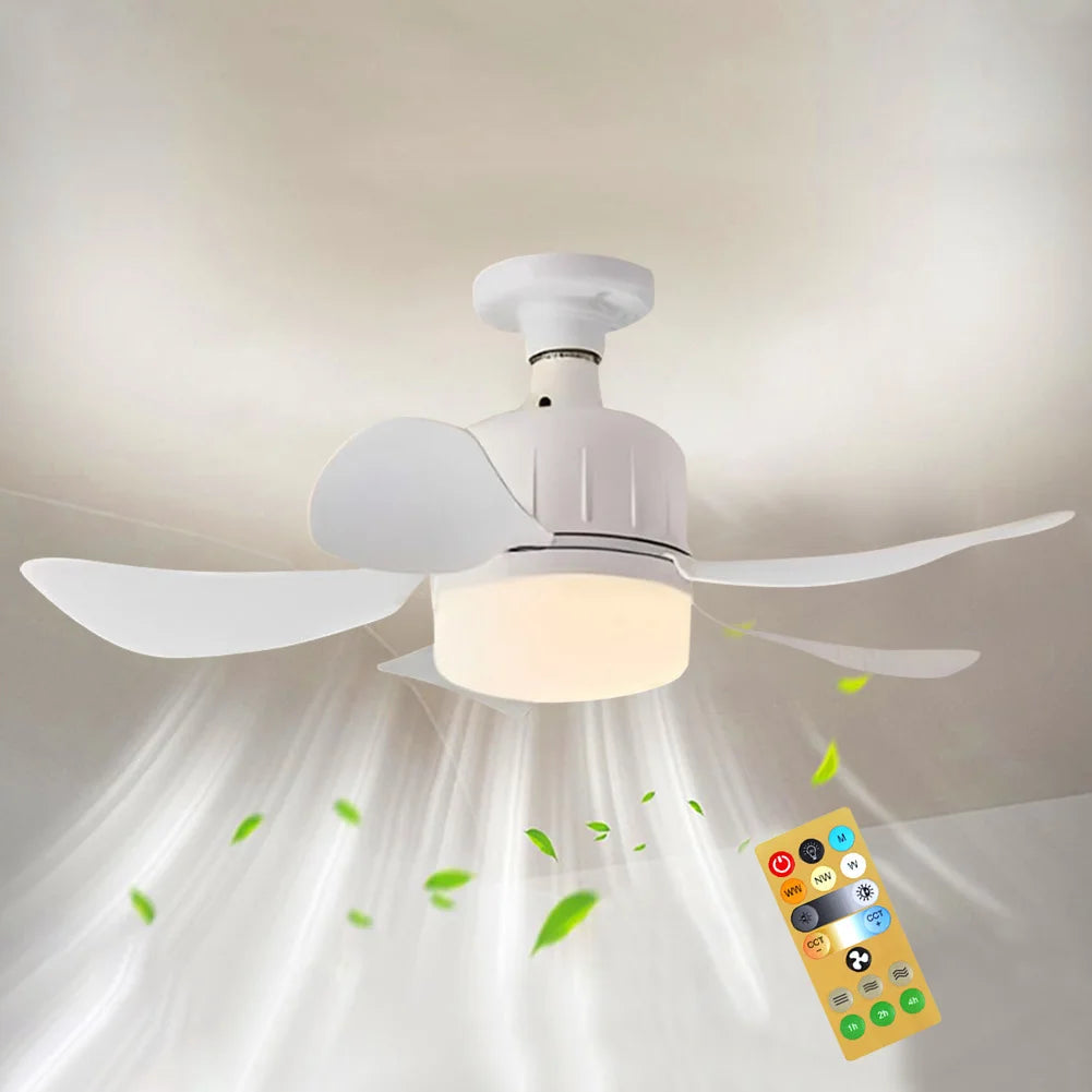 Indoor Dimmable Remote Control E27 Ceiling Fan Light Combo