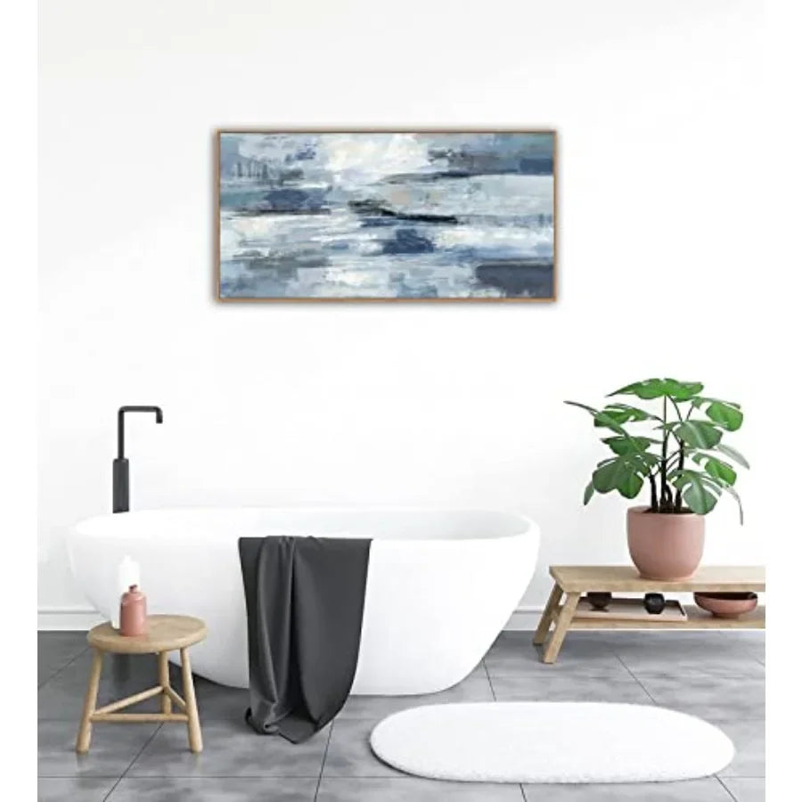 Abstract Ocean Canvas Wall Art Framed For Living Room Office