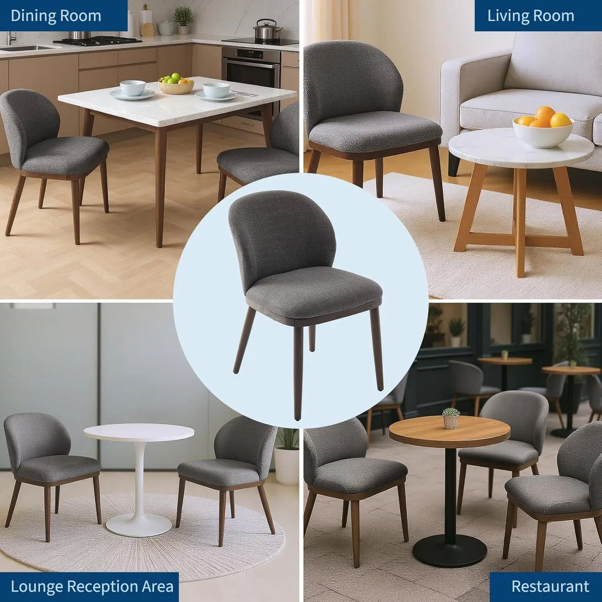 HiMISS Modern Upholstered Dining Chairs With Ergonomic Wood Legs
