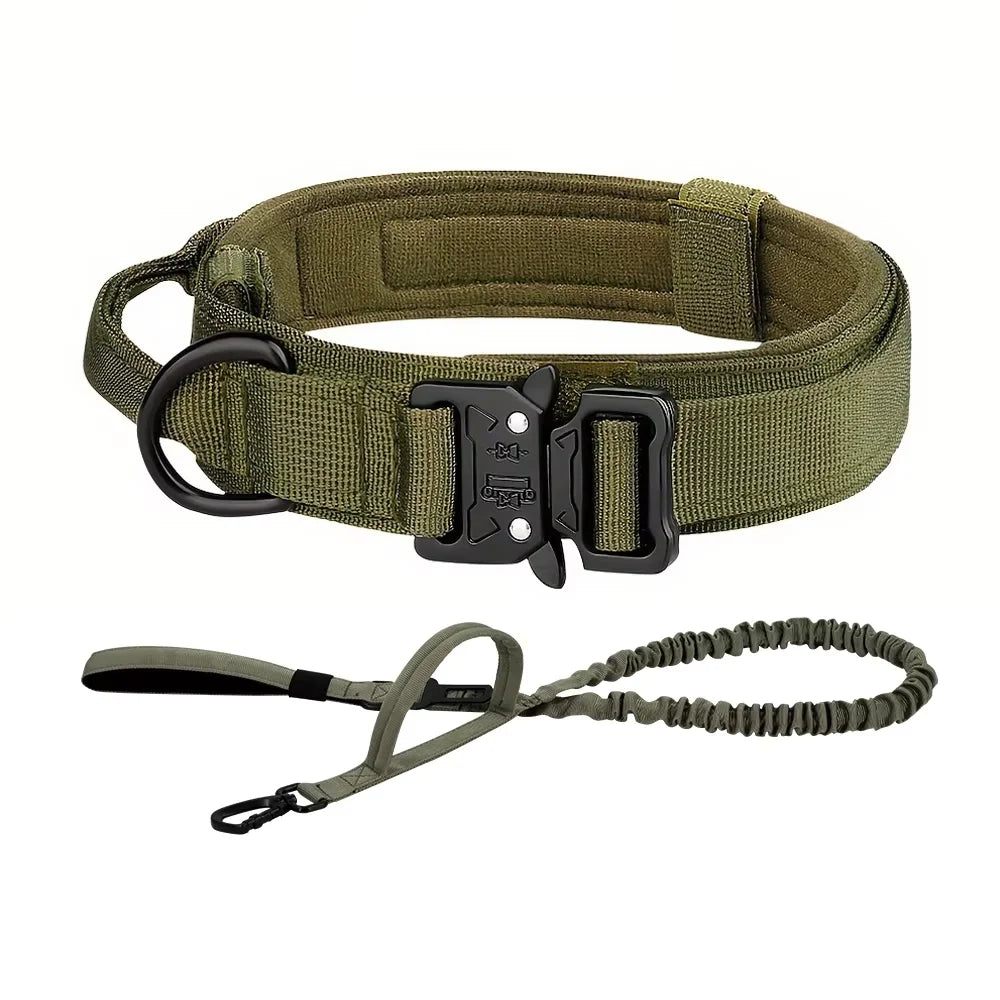 Padded Nylon Tactical Dog Collar Leash Set With Quick Release