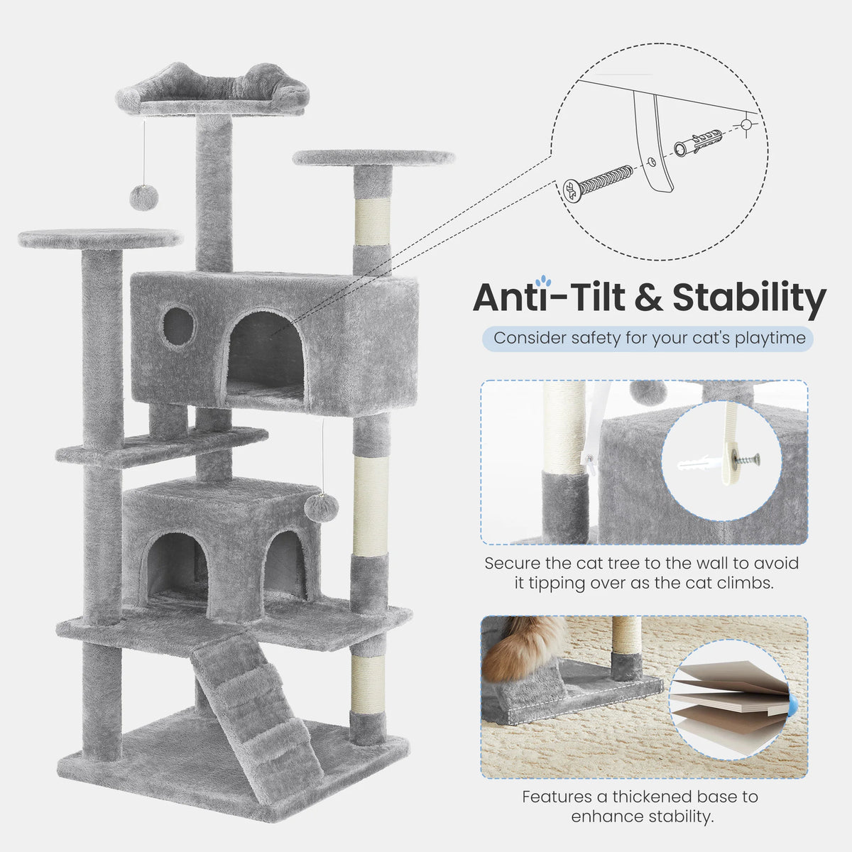 MCQ Cat Tree Tower with Hemp Scratching Posts and Platform
