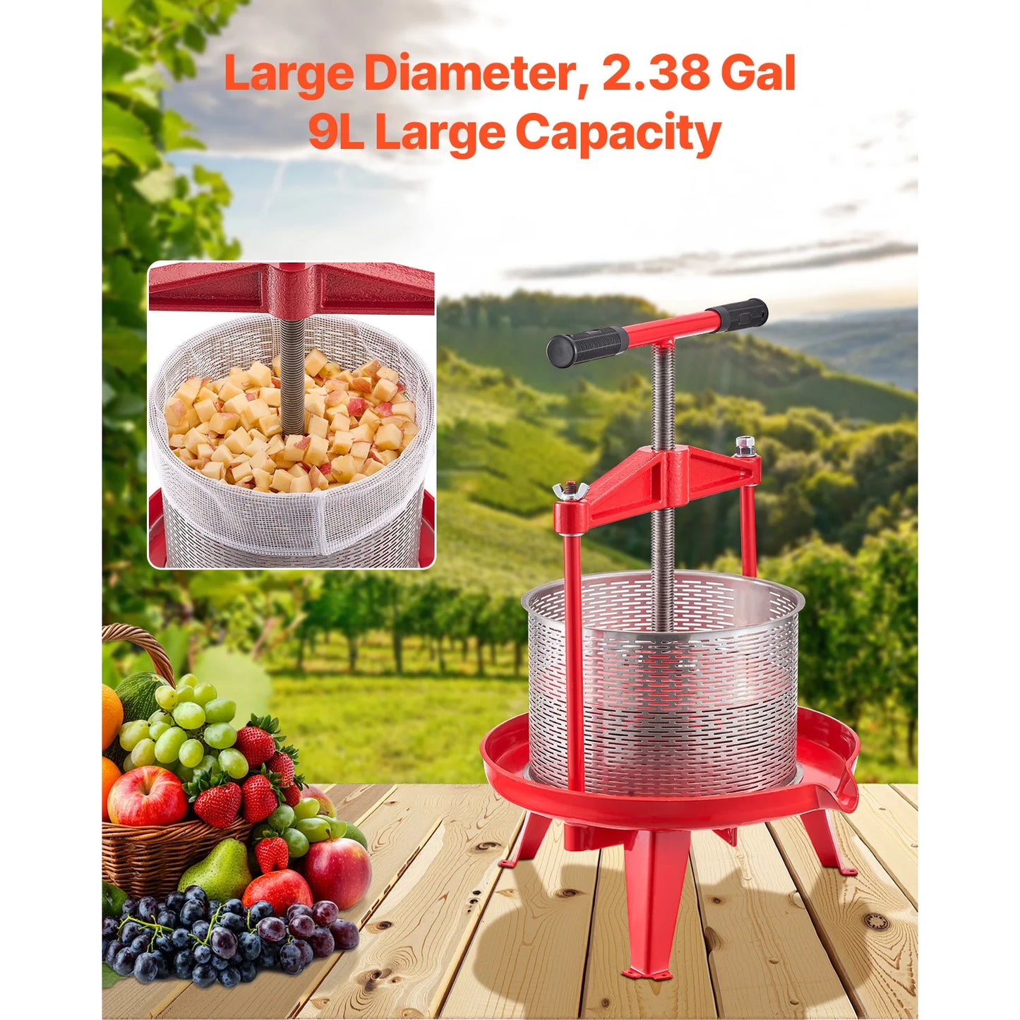 Stainless Steel Fruit Wine Press Manual With Cross Beam And Triangular Structure