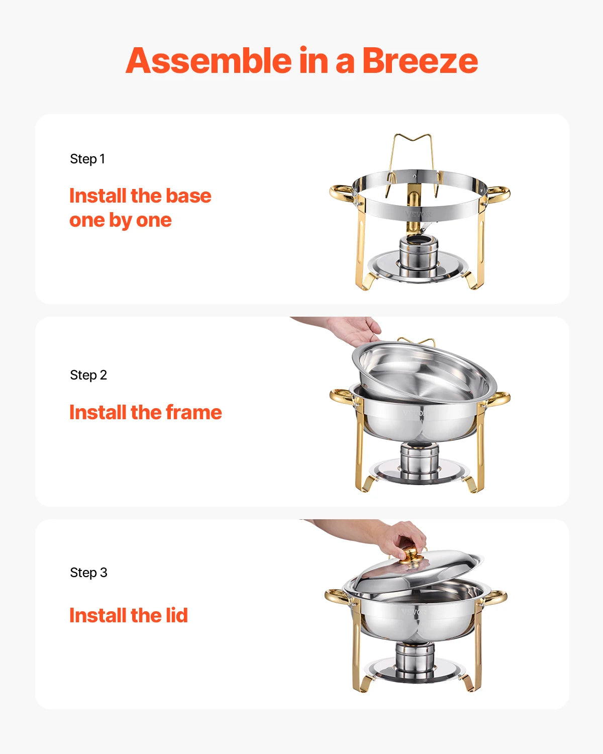 SucceBuy Chafing Dish Buffet Stainless Steel Warmer With 4 Pans