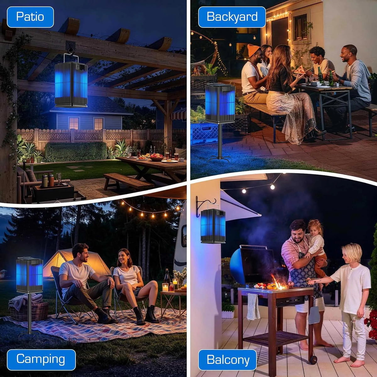 Solar Outdoor Mosquito Bug Zapper With LED Light And Ground Bracket