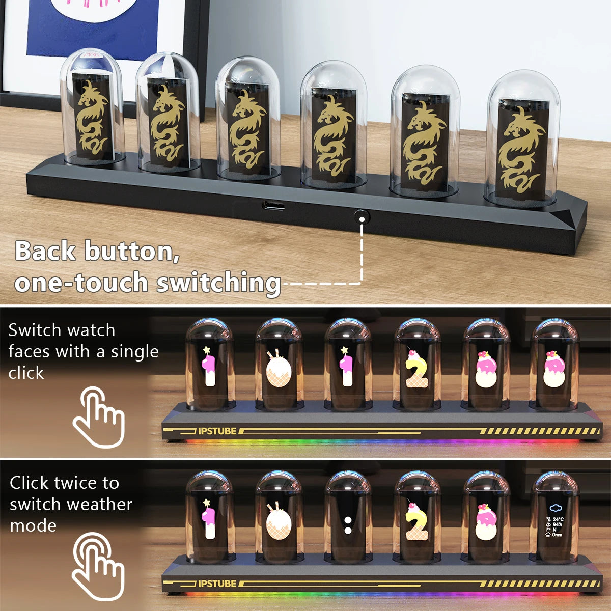 Aiopp Night Light Nixie Tube Clock Kit With 3 Modes