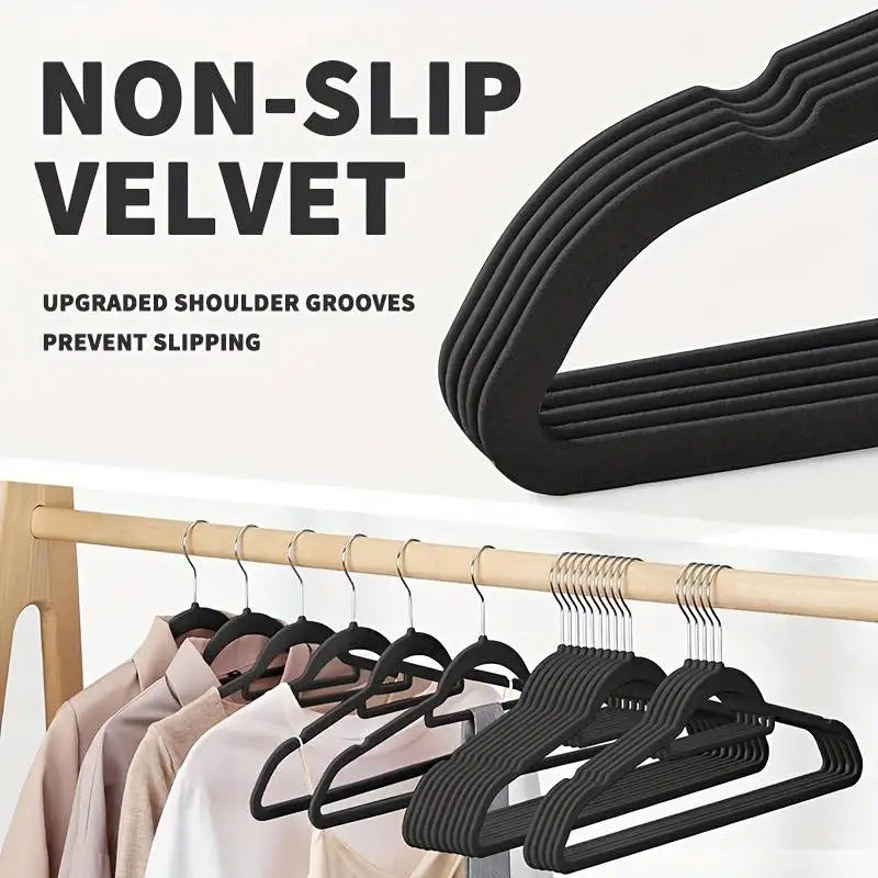 Premium Flocked Velvet Clothing Hangers With Rotating Hooks