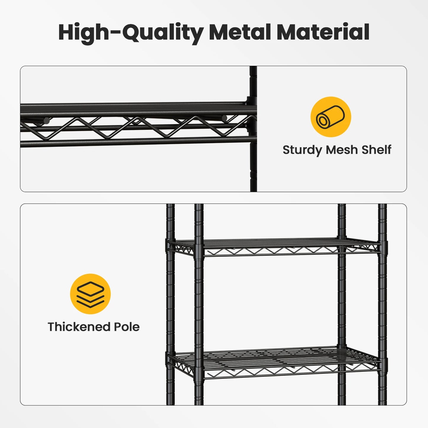 JHK 3-5 Tier Grid Storage Bookshelf With Lockable Wheels