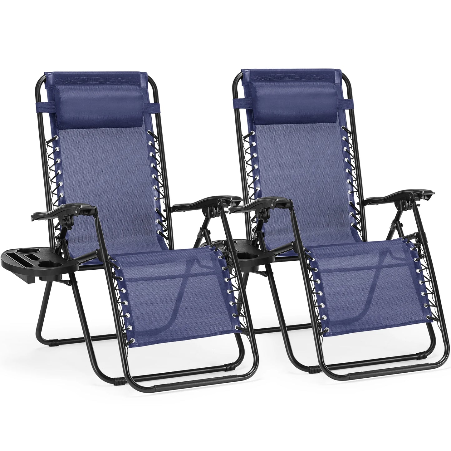 JHK Zero Gravity Portable Recliner Outdoor Lounge Chair With Cup Holder Trays