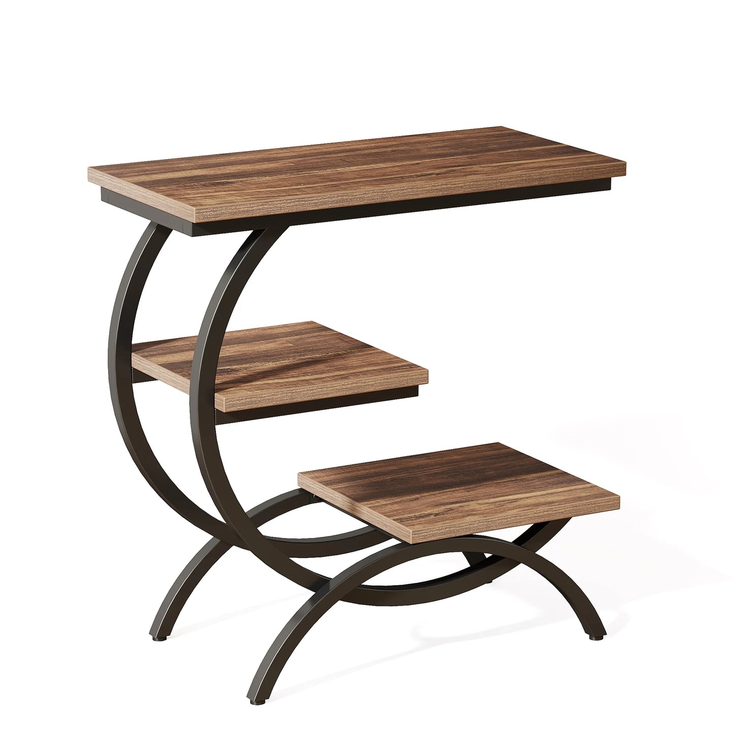 Tribesigns C-Shaped End Table Industrial 3-Tier Storage Shelves