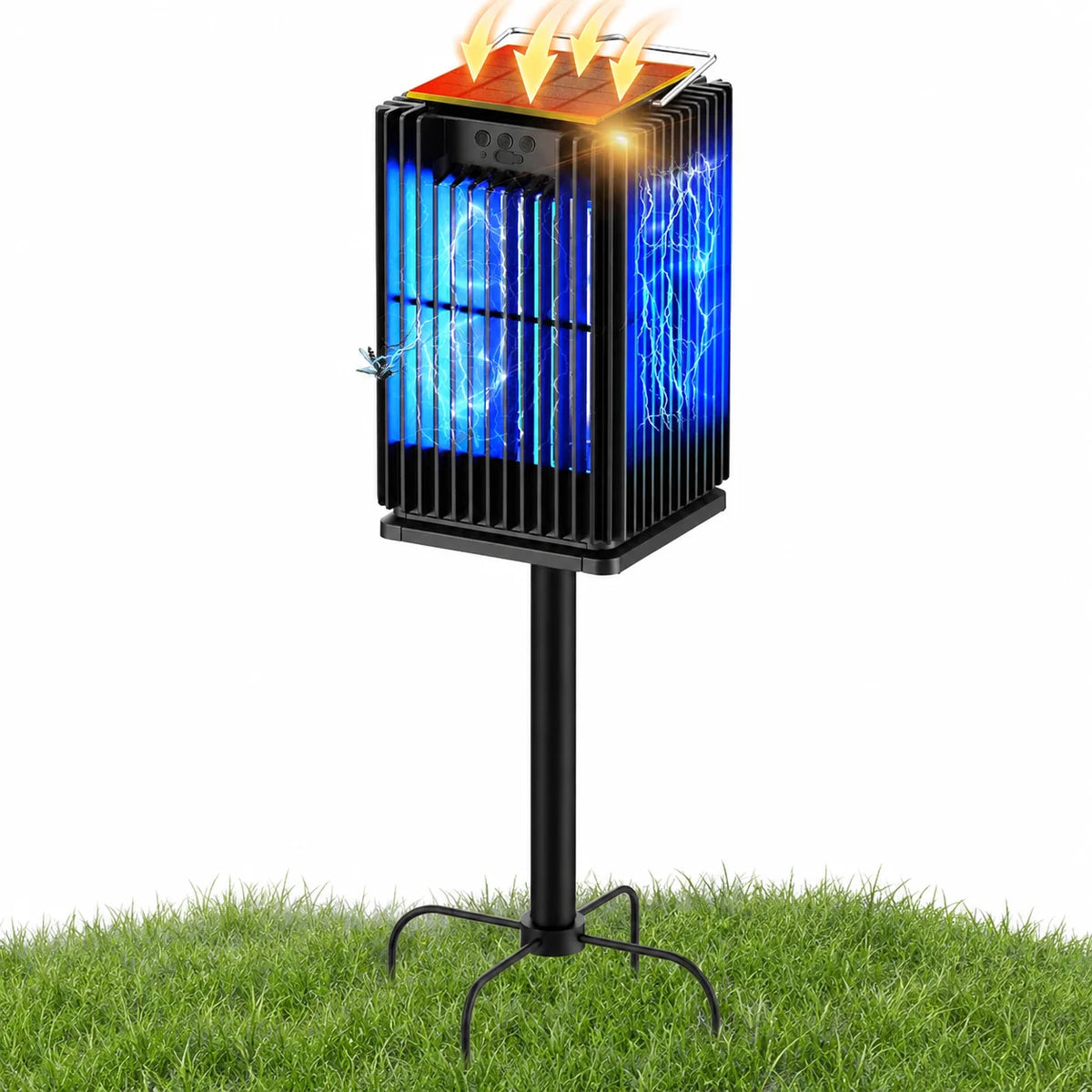 Solar Outdoor Mosquito Bug Zapper With LED Light And Ground Bracket