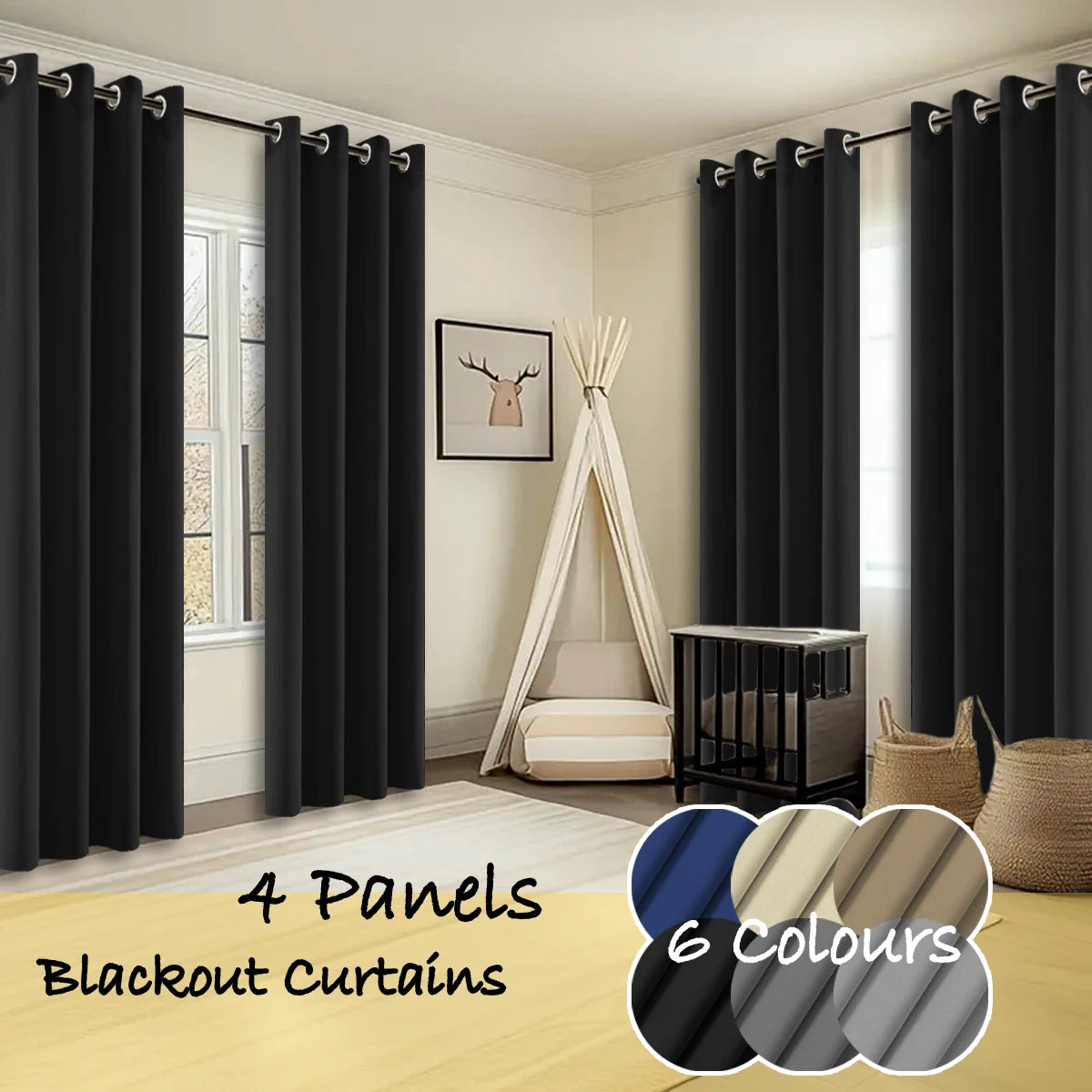 Thermal Insulated Blackout Curtains Room Darkening Ring Top Panels