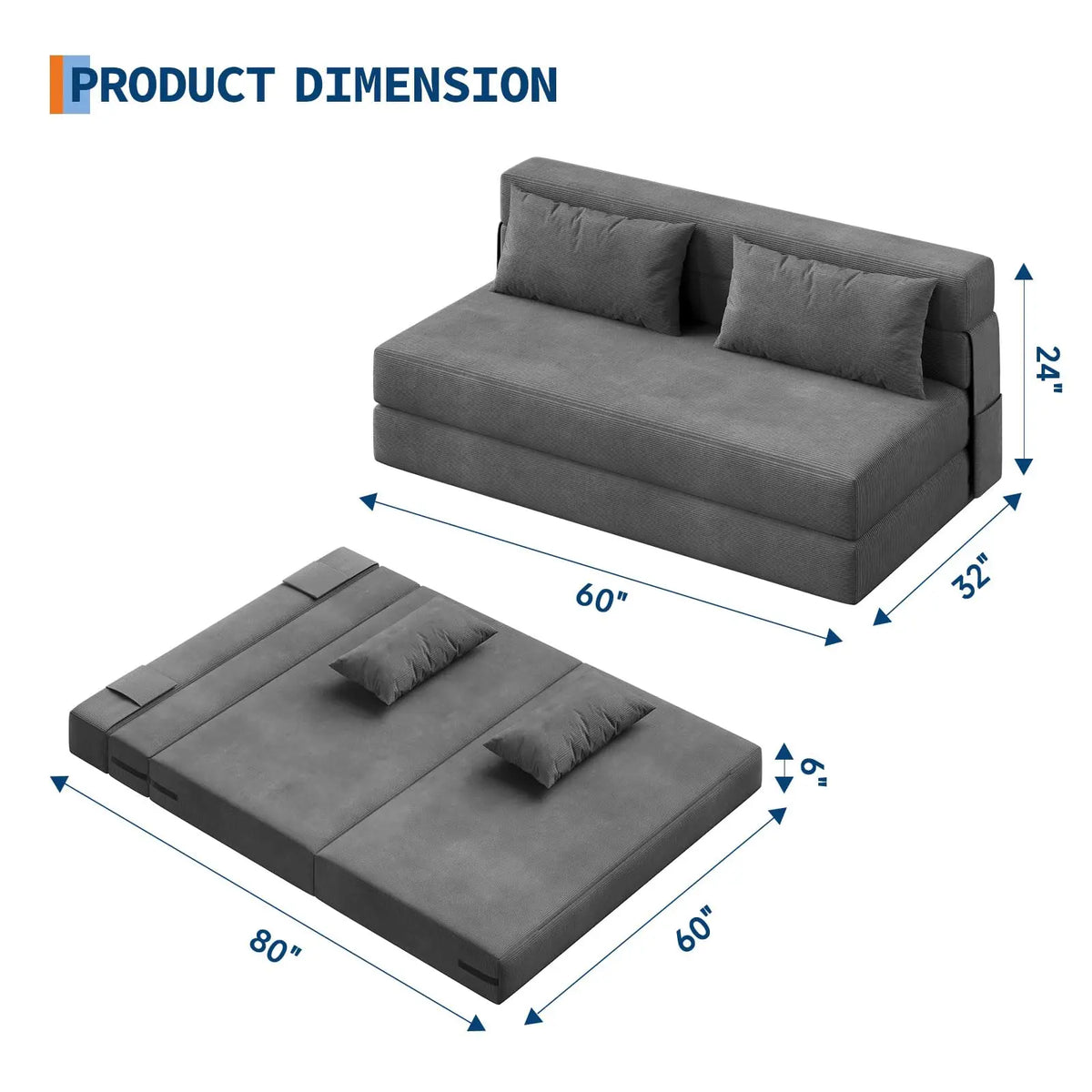 HobbyLane Four In One Folding Sofa Bed Convertible Couch