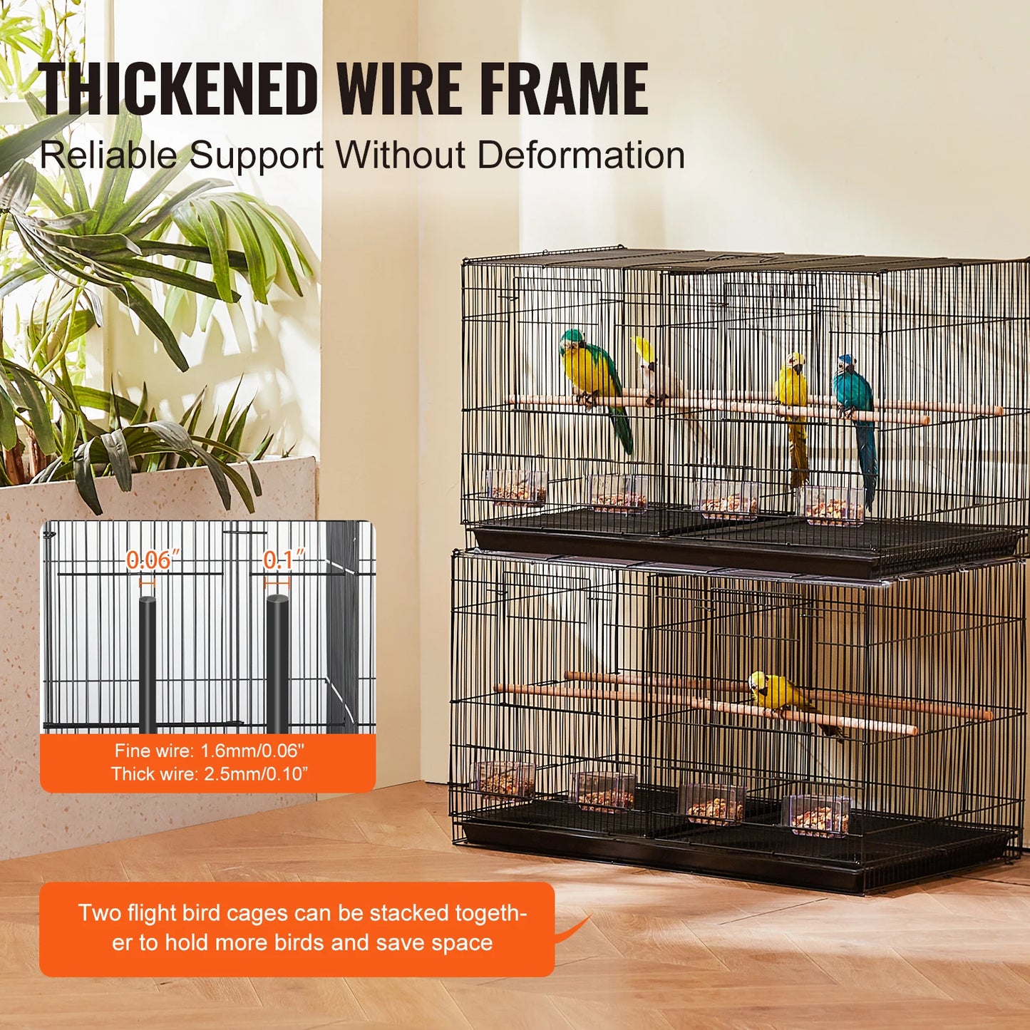 SucceBuy Stackable Divider Bird Cage for Small Birds Travel Cage With Handle
