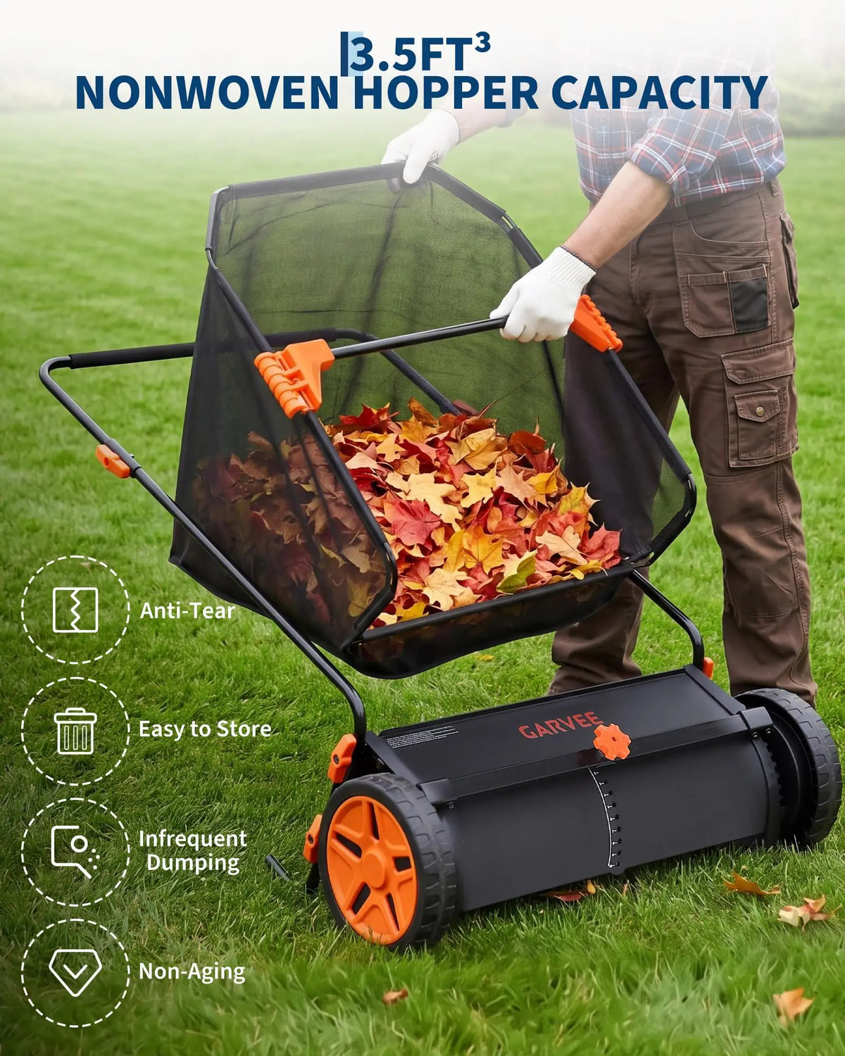 HiMISS Push Lawn Sweeper With Collection Bag And Four Brushes