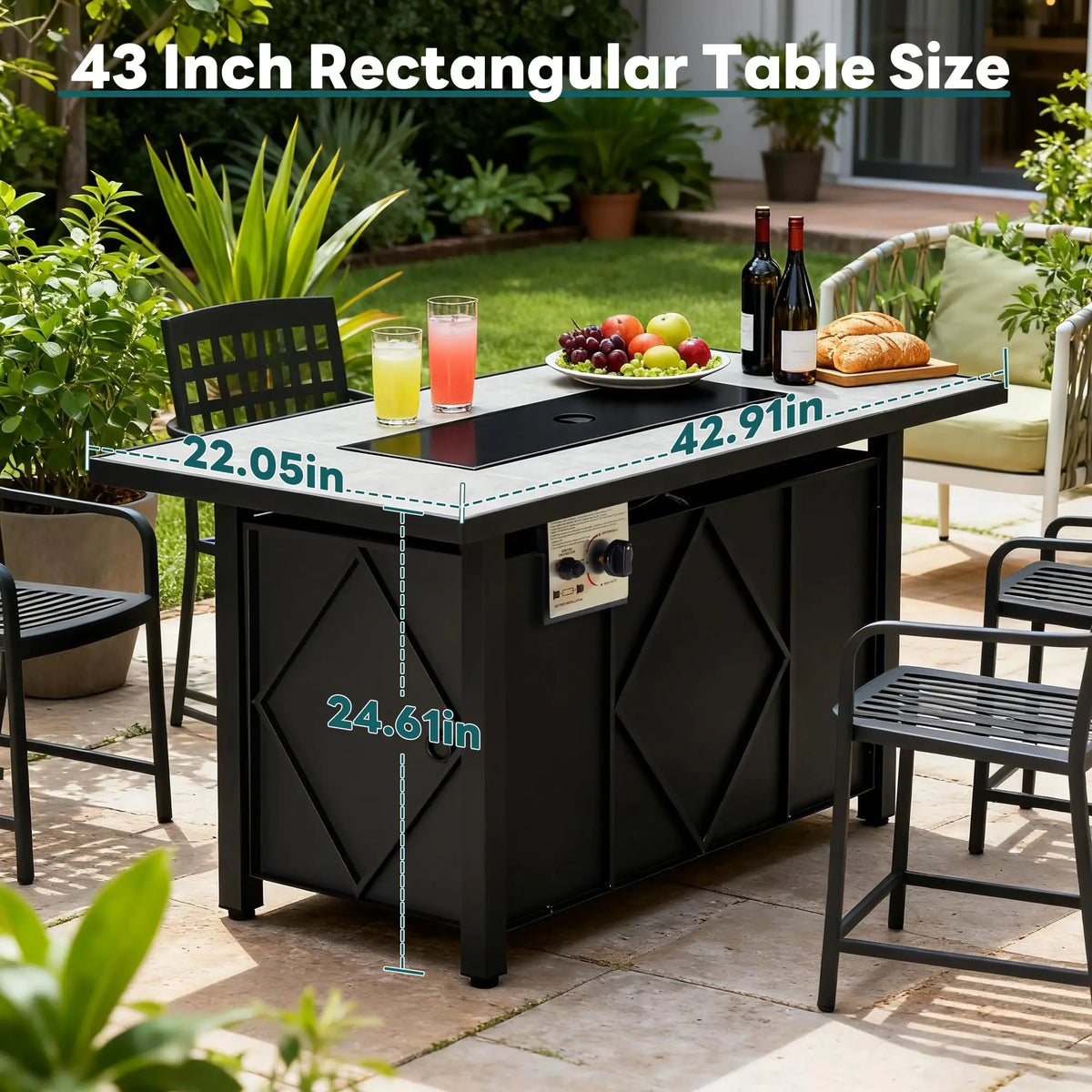 Jhk Outdoor Propane Fire Pit Table With Modern Design