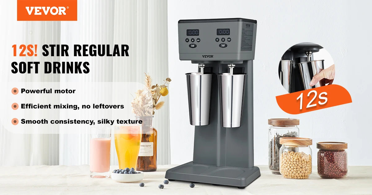 VEVOR Dual Head Milkshake Mixer Machine 375W Commercial
