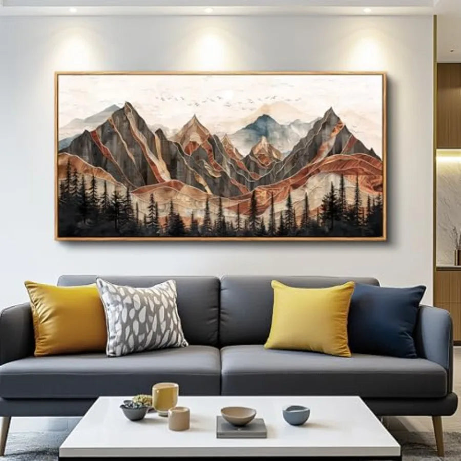 Living Room Mountain Landscape Poster Canvas Wall Art Abstract Forest