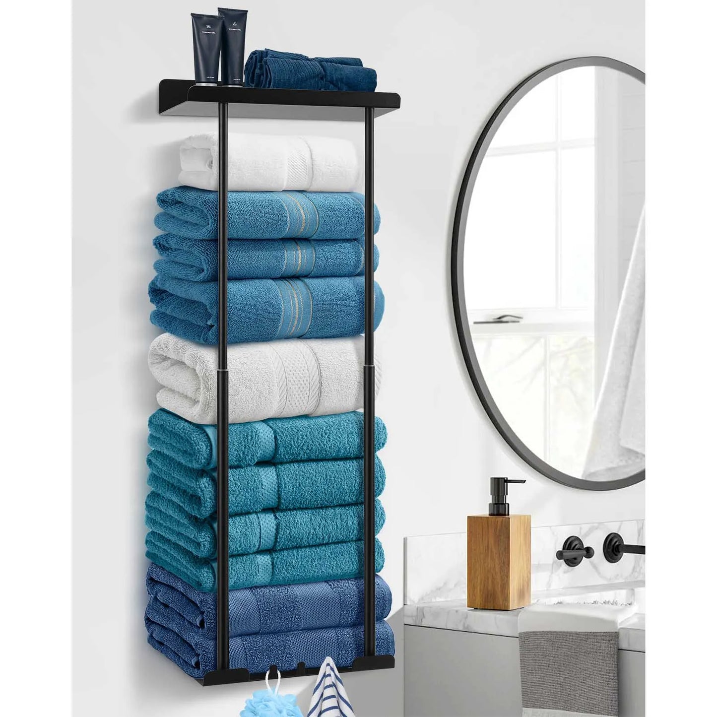 Double Stainless Steel Wall Mounted Bathroom Towel Rack Holder Stand Design