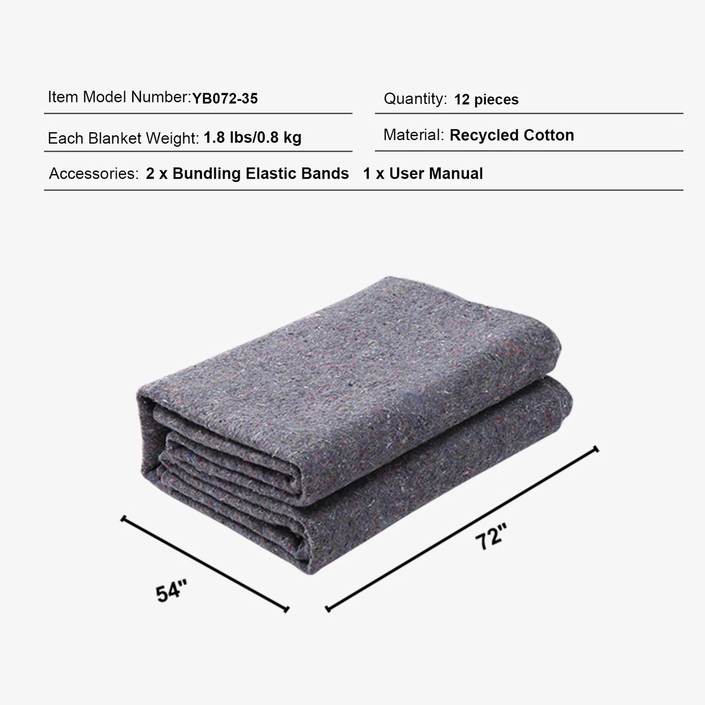SucceBuy Moving Blanket Recycled Cotton Heavy Duty Packing Pads