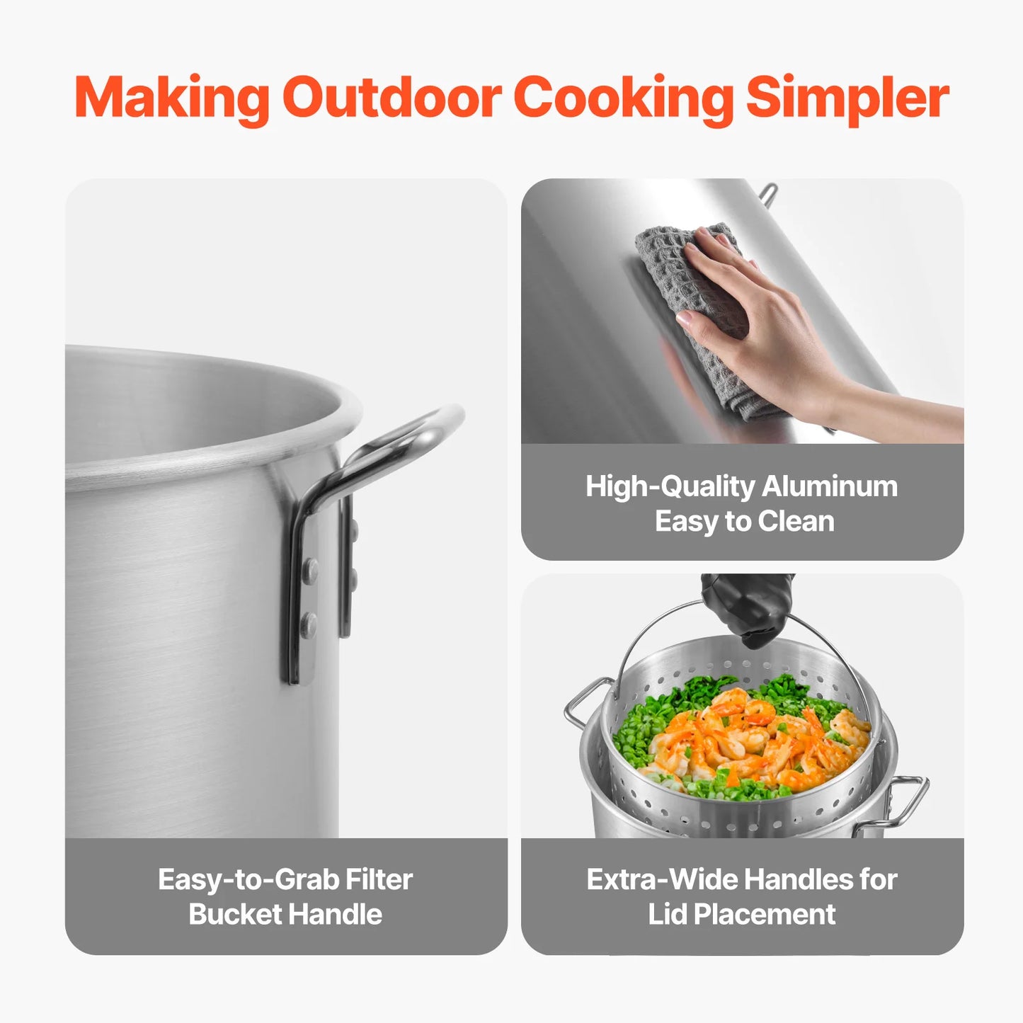 SucceBuy Seafood Boiling Kit With Strainer Aluminum Stockpot Steamer