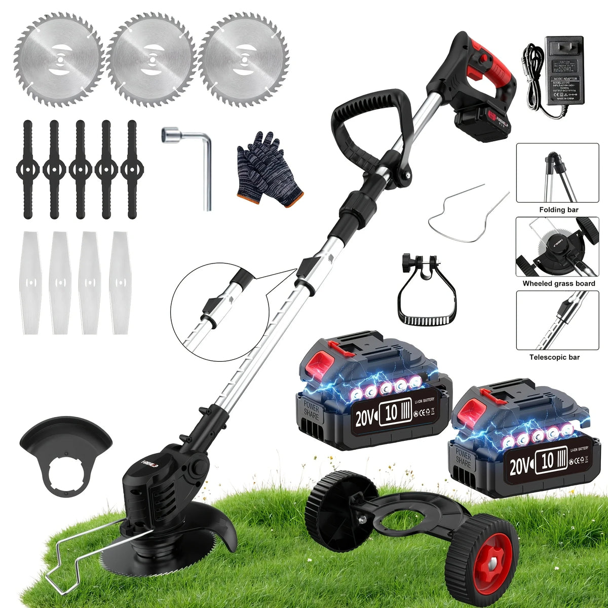 Firehelp Portable Cordless Electric Lawn Mower And Trimmer