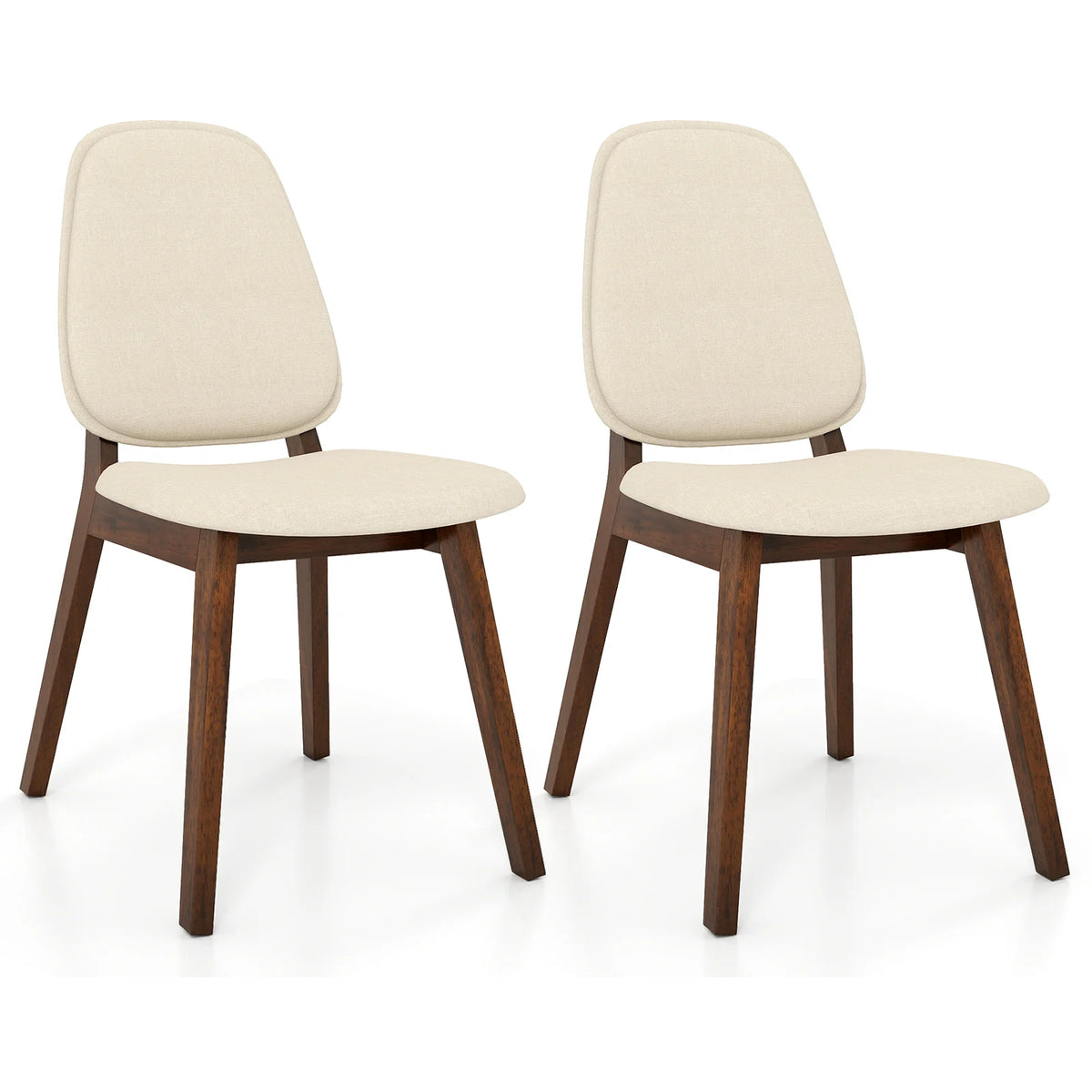 Homasis Modern Wooden Dining Chairs With Upholstered Linen Seats