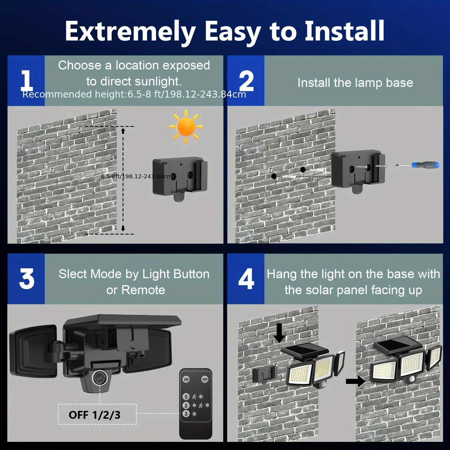 SZRSTH Outdoor Solar Motion Sensor Lights 2800LM 1400mAh Pack 3