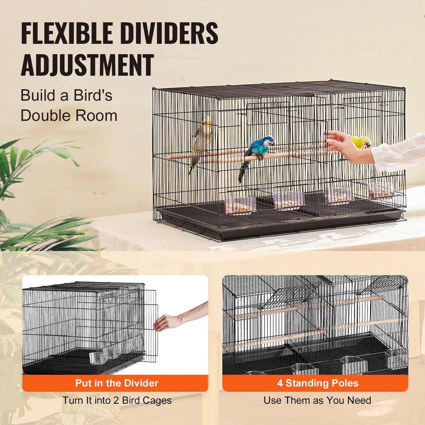 SucceBuy Stackable Divider Bird Cage for Small Birds Travel Cage With Handle