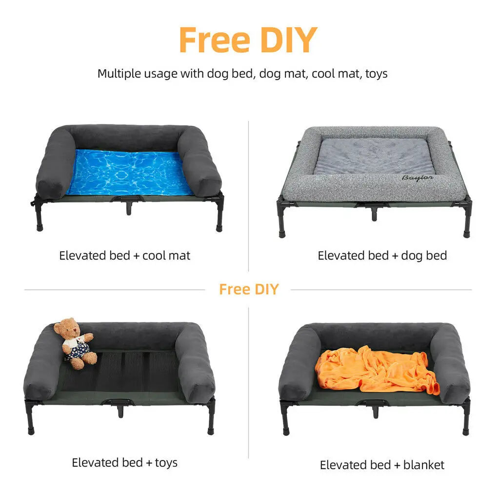 Bingopaw Elevated Dog Bed With Cooling Breathable Metal Support Frame