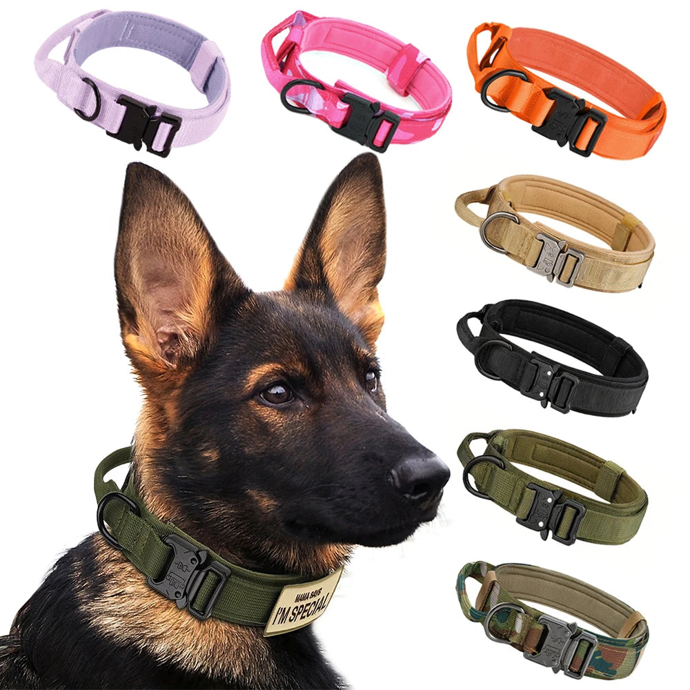Padded Nylon Tactical Dog Collar Leash Set With Quick Release