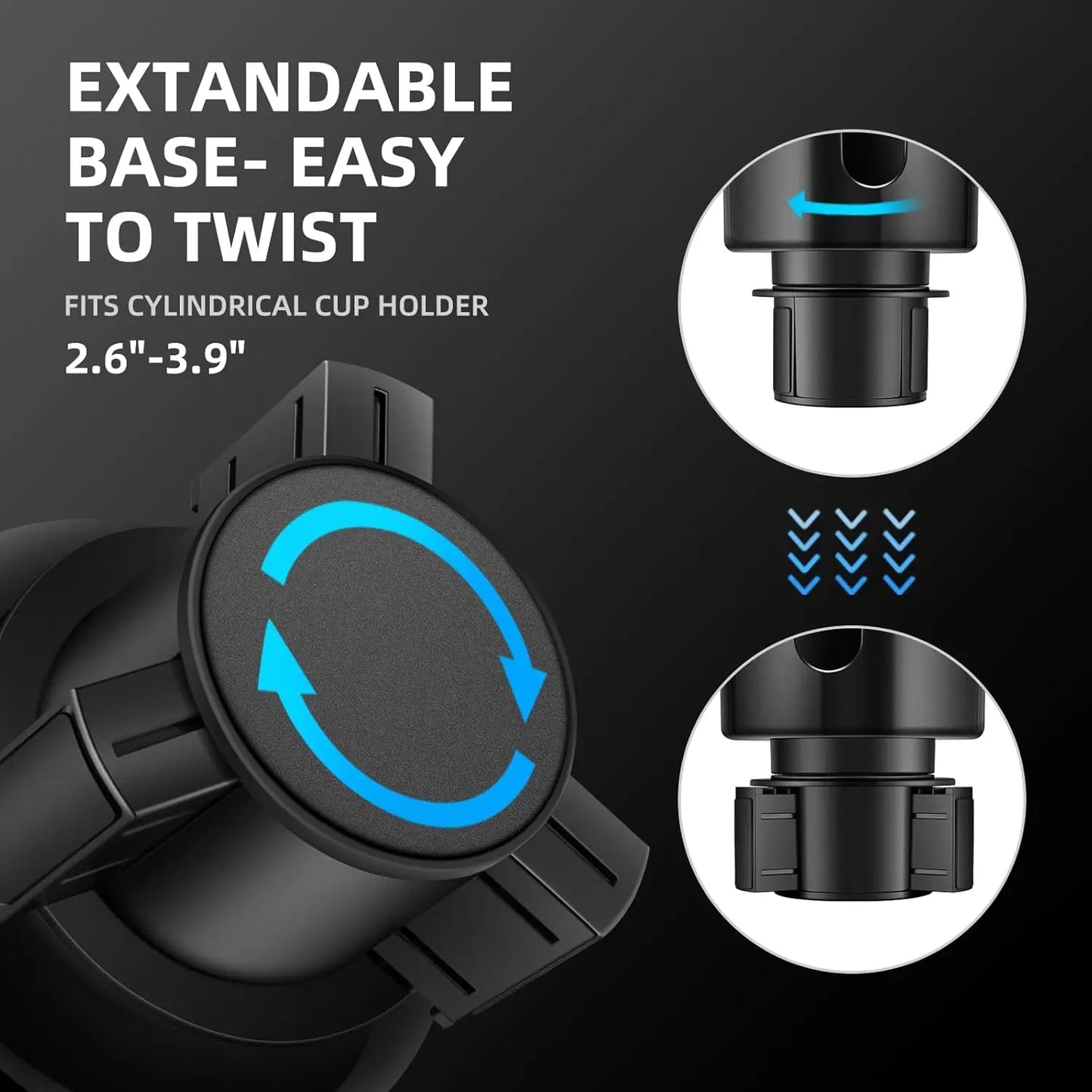 Car Cup Holder Expander With Adjustable Base For Bottles