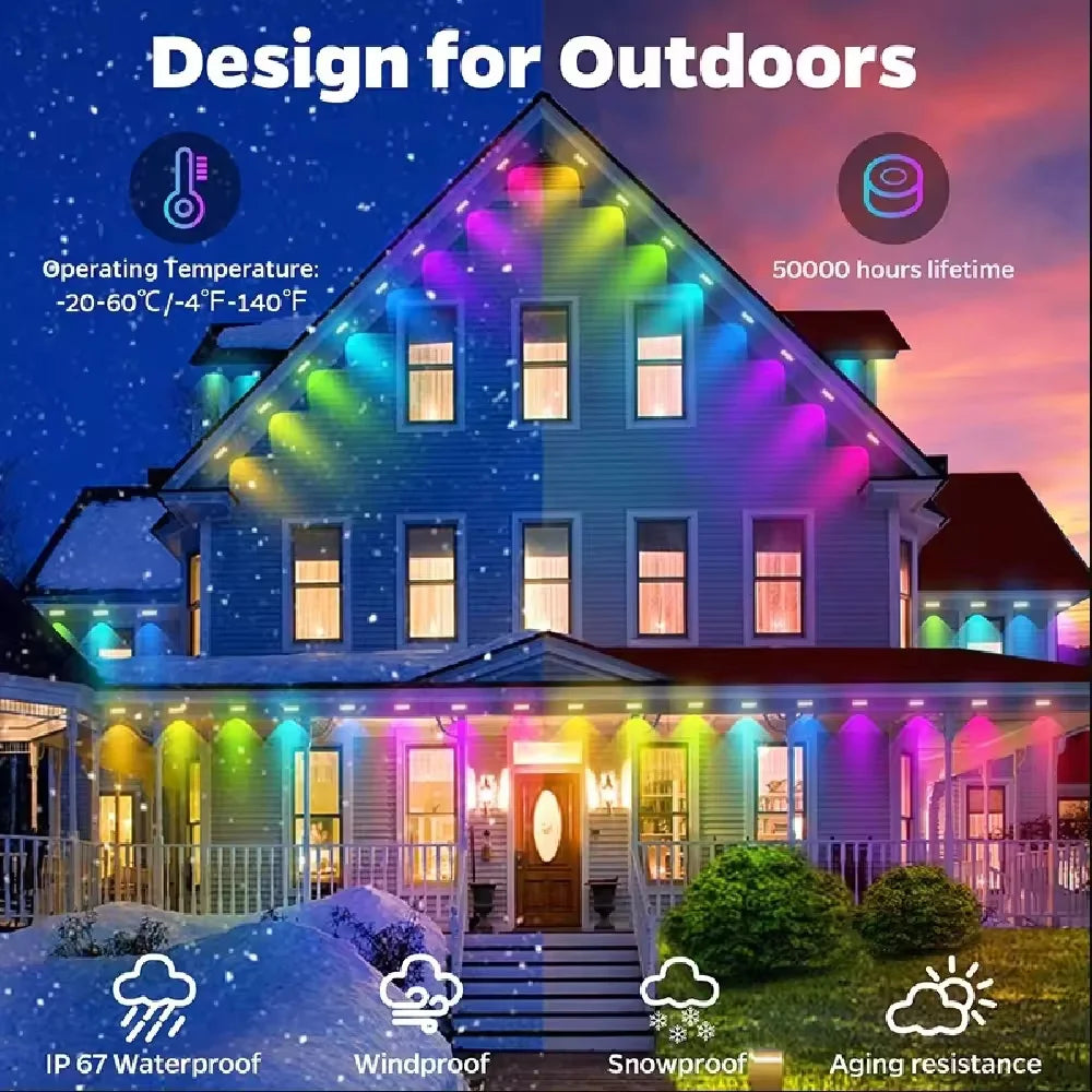 Smart Outdoor Eaves Light String With App Music Sync Control