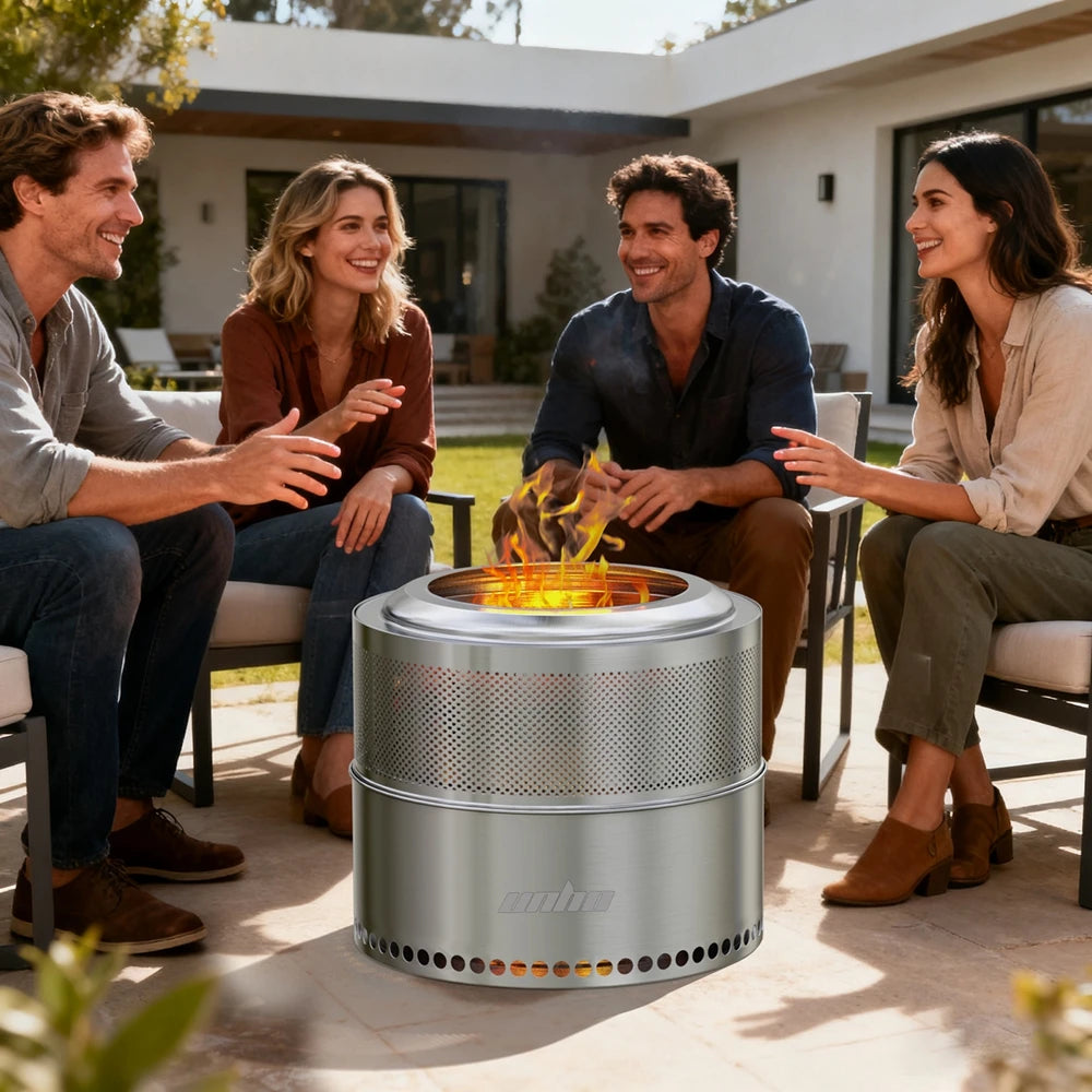 Smokeless Outdoor Fire Pit Stove Stainless Steel Camping Chiminea