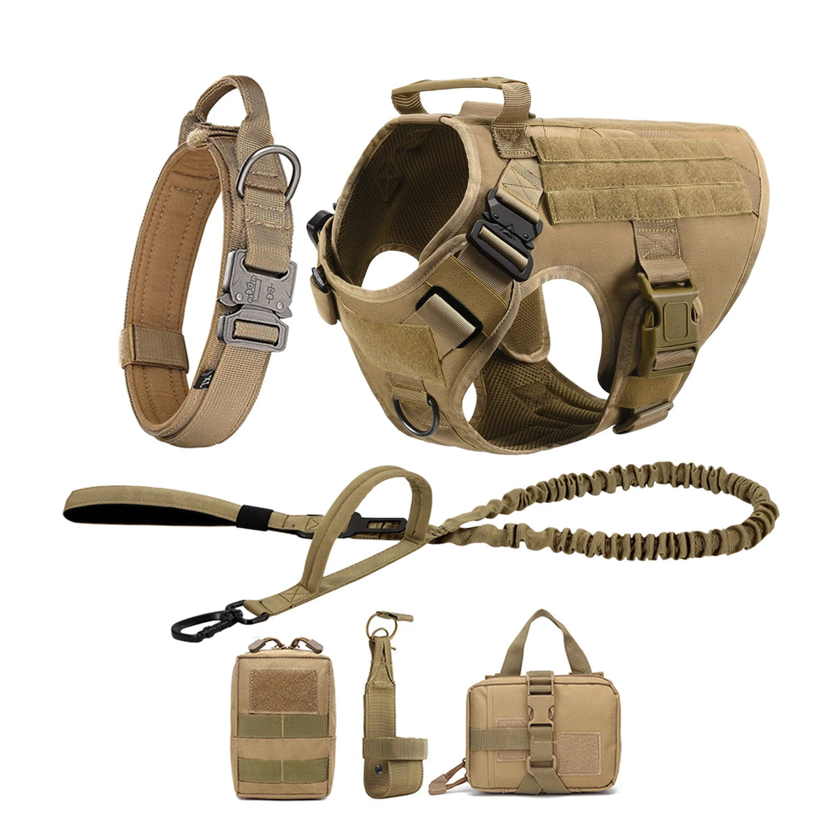 Tactical Nylon Dog Harness With Molle Pockets And Quick Release