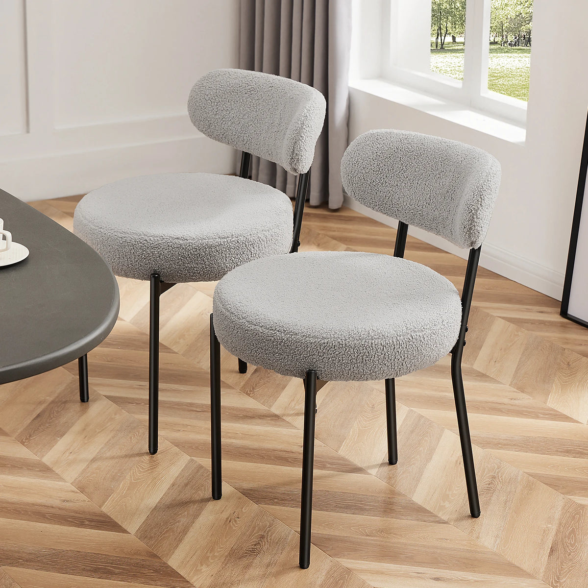 JHK Ergonomic Fabric Dining Chairs With Sturdy Metal Legs