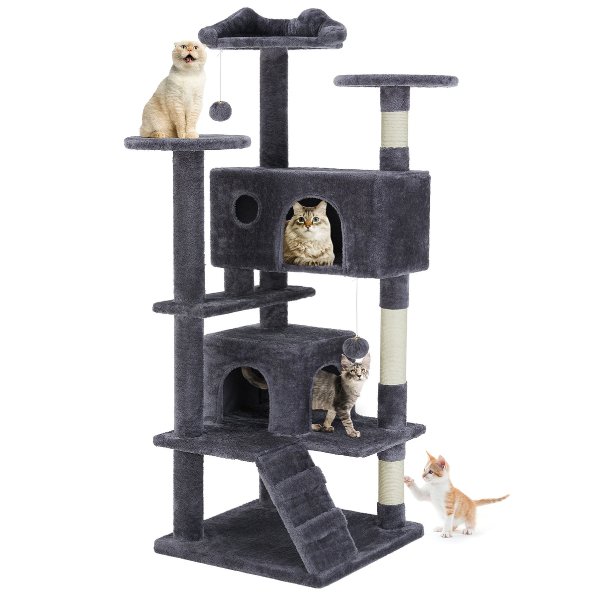 MCQ Cat Tree Tower with Hemp Scratching Posts and Platform