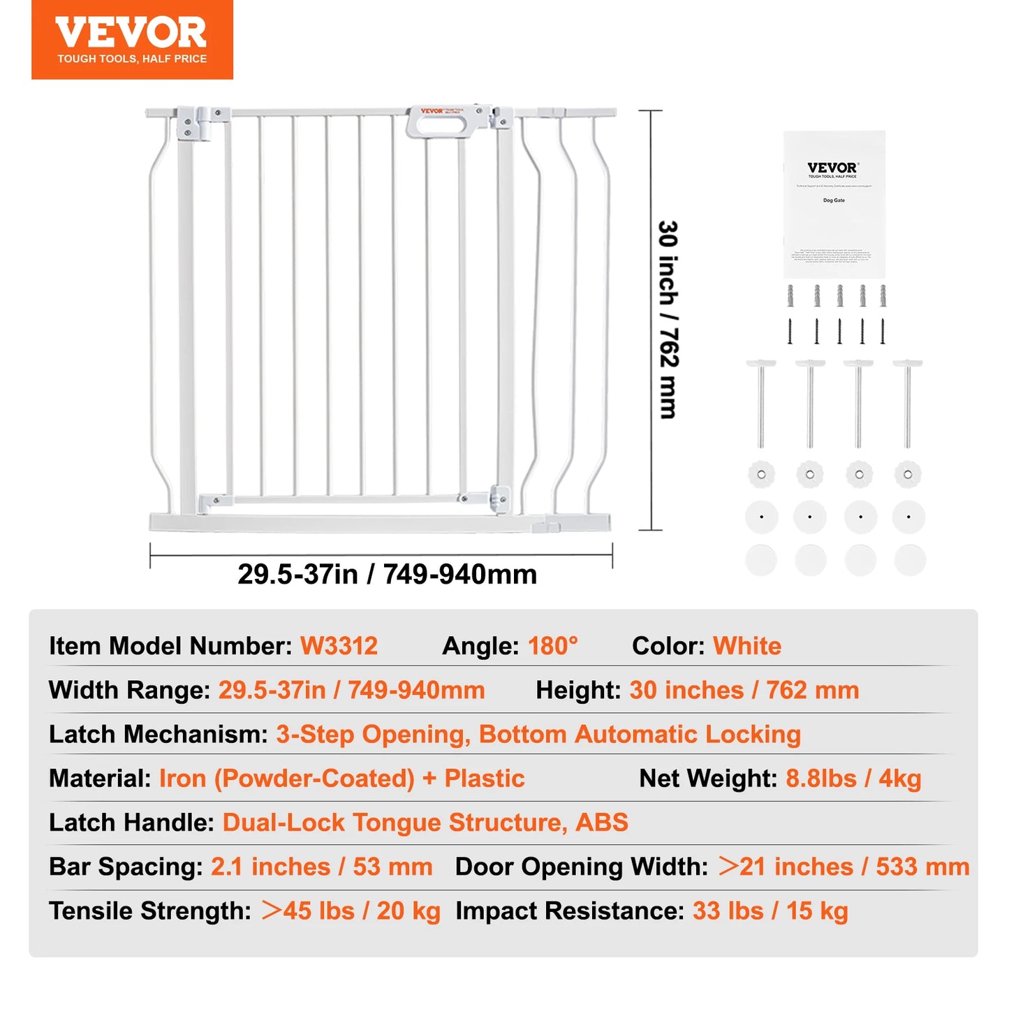 SucceBuy Baby Gate Pressure Mount Walk Through For Doorways
