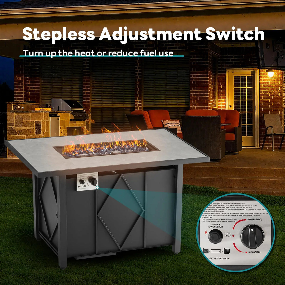 Jhk Outdoor Propane Fire Pit Table With Modern Design