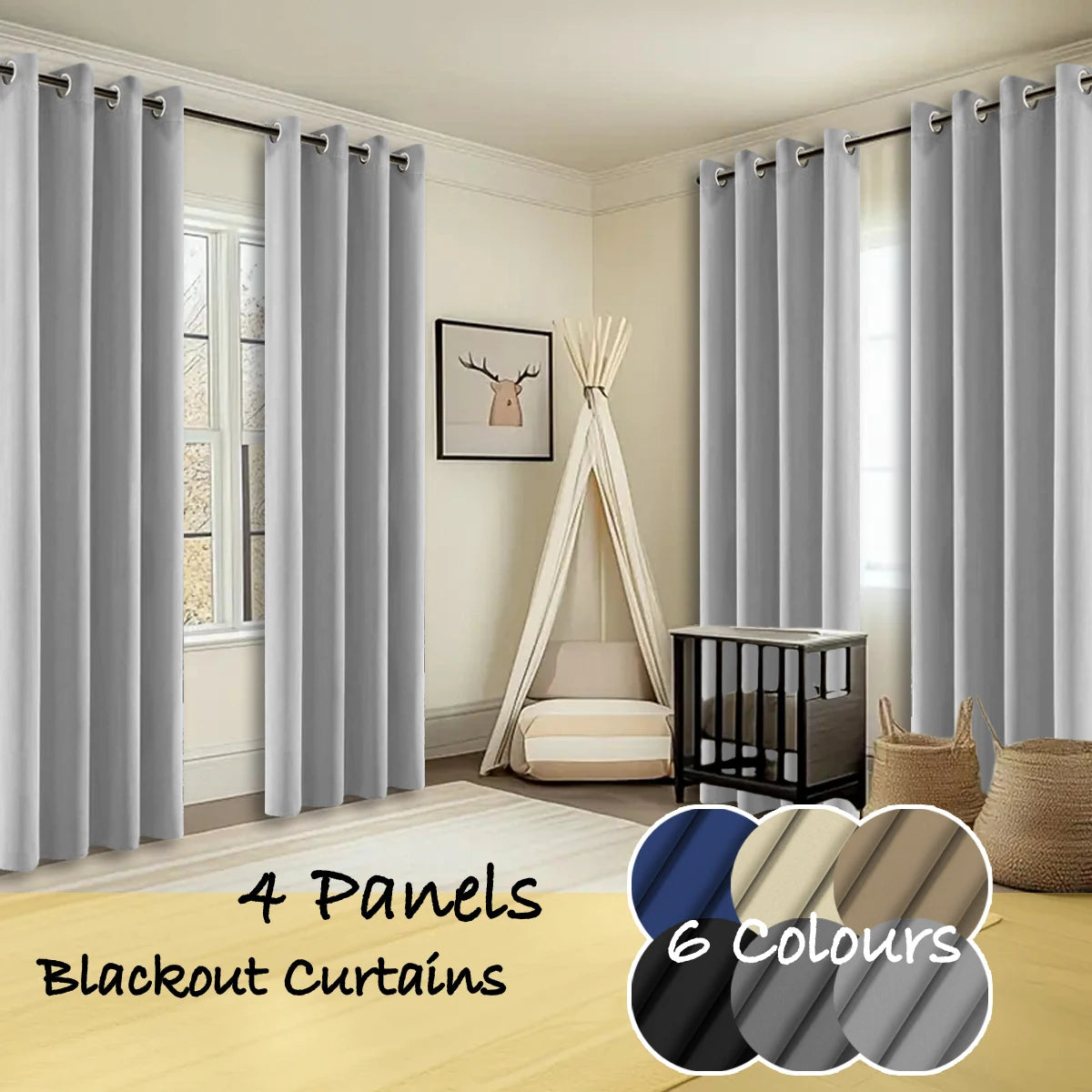 Thermal Insulated Blackout Curtains Room Darkening Ring Top Panels