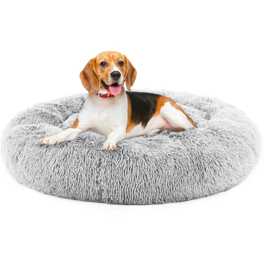 JHK Calming Dog Bed Plush Faux Fur Anti Slip Washable