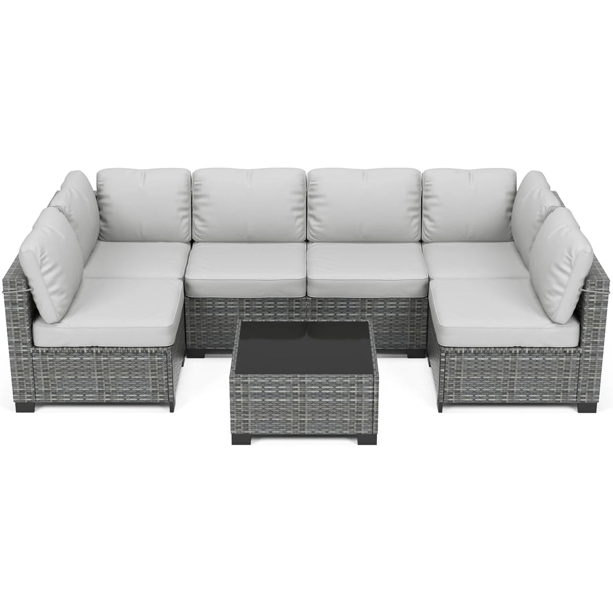 HiMISS Modular PE Rattan Outdoor Sectional Conversation Sofa Set